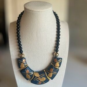 Vintage Japan Necklace, Navy